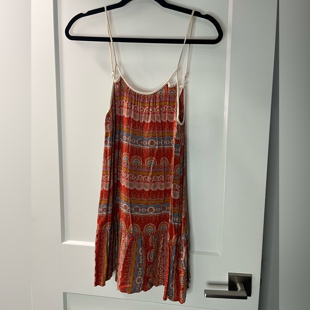 Orange/Blue/Cream Boho Dress